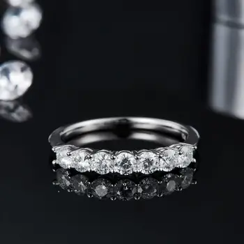 PERLE ' S BALLET 925 Sterling Sølv Moissanite Smykker 0.7 Ct VVS1 Klassisk Stil Moissanite Diamant Evigheden Band Ring For Kvinder