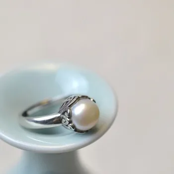 Sterling Sølv Kvinder er Memorial Day Gave Oprindelige Design Kinesisk Stil Elegante Blænding Sand Perle Åbne Retro Ring
