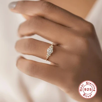 ROXI Romantisk Runde Krystaller Snefnug Ringe til Kvinder Ring 925 Sterling Sølv Fingerringe Smykker Engagement Ring