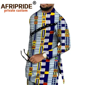 Afrikanske Tøj til Mænd Dashiki Trykt Frakker Jakke og Bukser 2 Stykke Udstyr Plus Size Outwear Voks Påklædning Træningsdragt A1916077
