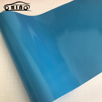 50x300cm Blå Blank Vinyl Blank Sky Blå Bil Pak Folie Med luftbobler Fri Bil Indpakning