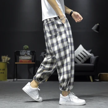 Herre Plaid Harem Bukser til Japansk Harajuku Streetwear Designer Leggings Bukser Fashion Teen Tøj Ankel-Længde SweatPants