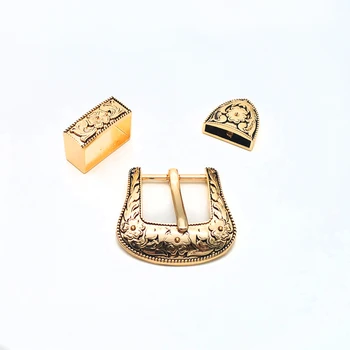 DIY læder håndværk 25 mm indvendig bredde luksus gylden farve kvinder metal bælte pin spænde 3pcs/sæt