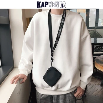 KAPMENTS Japan Style Mænd Solid Pullover Hættetrøjer 2020 Bomuld Herre Streetwear Sweatshirts Hip Hop koreansk Par Farverige Hættetrøje