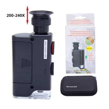 Mini Håndholdt Mikroskop 200X-240X Bærbare Lup med LED Lys i UV-Lampen Lup Zoom-Forstørrelse Vidvinkel Smykker Mikroskop