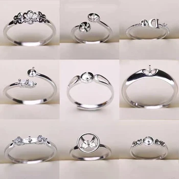 MIX-STYLE 925 Sterling Sølv Part Justerbar Ring Indstilling Resultater Smykker Dele Fittings Kvinder Tilbehør til Perler Perler