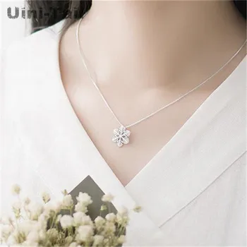 Uini-Hale hot new925 sterling sølv snowflake halskæde pige søde mode trend litterære tilbehør til at sende kæreste føds