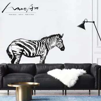 Zebra wall stickers moderne boligindretning stue tilbehør diy nordiske stil dekoration i Sort og hvid vægmaleri