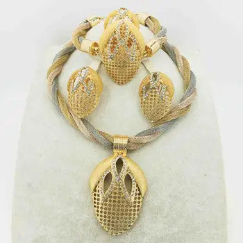 HOT Fashion smykker sæt Nigeria Dubai guld-farve Afrikansk perle smykker bryllup smykker sæt afrikanske perler smykke sæt