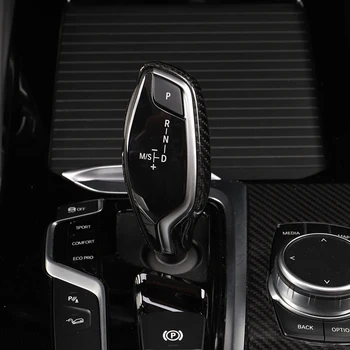 Ægte Carbon Fiber Bil Dækning Gear Shift Knappen Håndbremse Greb Base Dekoration, Klistermærke til BMW G30 G31 6-Serie GT G11 G12 X3 X4