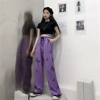 Høj talje bukser kvinder lilla lanterne sweatpants 2020 plus size casual streetwear bukser Ankel-Længde par tøj