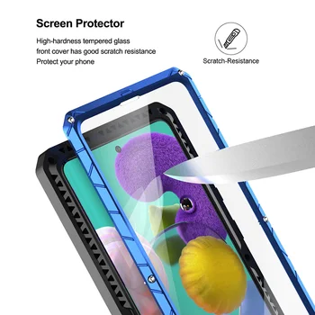 For Samsung Galaxy A51 Telefonen Sag Hårdt Aluminium Metal Hærdet Glas Skærm Protektor Dækker Heavy Duty Beskyttelse A51 Dække