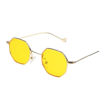 Emosnia Steampunk Mode Solbriller Kvinder Og Mand, Guld Ramme Vintage Brand Designer Solbrille Polygon Retro Oculos De Sol UV400