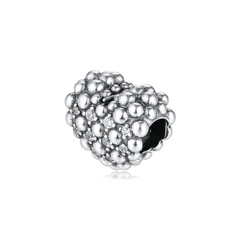 Beaded Mousserende Heart Perler til smykkefremstilling 925 Sterling Sølv Perler, Charms til Armbånd I 2020 Smykker Valentins Dag Perler
