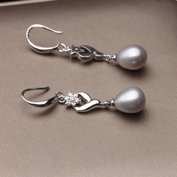 Naturlige Ferskvands Perle Earings Mode Smykker Koreanske Hvid Erklæring Boho 925 Sterling Sølv Dråbe Øreringe Til Kvinder