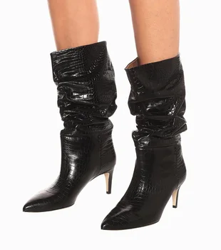 Forår efterår fashion brand kvinder støvler sorte høje hæle spids tå elastisk ankel støvler sko hæle efteråret kvindelige sok støvler