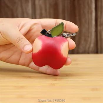 Ægte læder håndlavede kreative red apple nøglering taske vedhæng mini søde frugt koskind taske tilbehør gave
