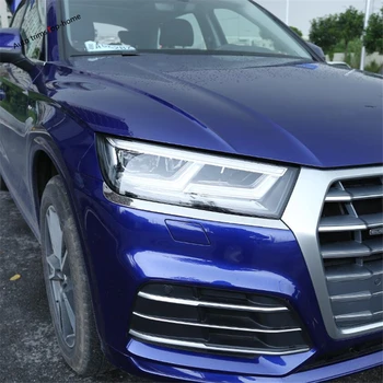 Yimaautotrims Tilbehør Passer Til Audi Q5 2018 2019 2020 2021 ABS Chrome Front Head Lamper Lys Blinke Øjenbryn Strip Dække Trim
