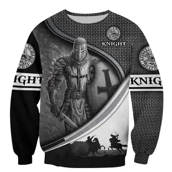 Tessffel Knights Templar Jesus Gud Vagt Cavalier Efteråret Casual Pullover Streetwear NewFashion 3DPrint Mænd/Kvinder Zip/Hættetrøjer B-8