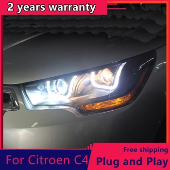 Ar Styling til Citroen C4 Forlygter 13-16 FOR C4 LED Kørelys KØRELYS Linse Dobbelt Stråle HID KIT Xenon, bi-xenon optik