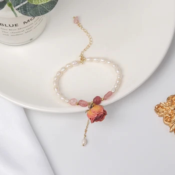 MWSONYA Nye koreanske Mode Rose Armbånd Shell Pearl Armbånd til Kvinder med Elegante Sten Vedhæng Armbånd Smykker Gave
