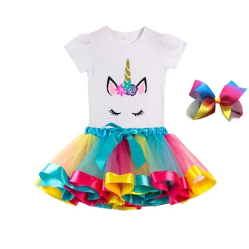 Sommeren Unicorn Baby Piger Tutu Kjole Børn Unicorn Birthday Party Girl Kids Tøj Vestidos Prinsesse Rainbow Outfits Kjoler