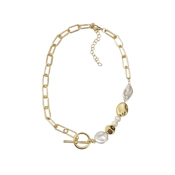 Kshmir Halskæde kvindelige unikke metal kæde abnormity pearl OT halskæde mode kvindelige perle halskæde i 2020