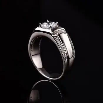 1-2ct D Farve Mandlige Moissanite Ringe S925 Sterling Sølv Platinum Belagte Mænd Ring Fine Smykker Passere Diamant Tester