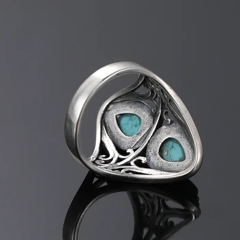 925 Sterling Sølv Ringe Oprindelige Design, Vintage Naturlige Turkise Ring for Kvinder, Mænd, Kvinder Fine Smykker Gaver