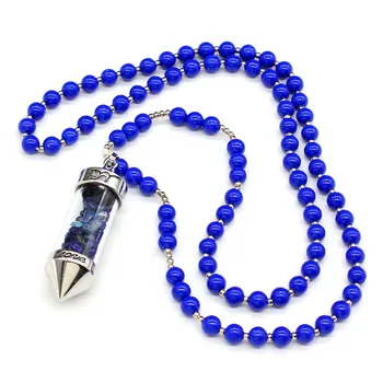 100-Unik 1 Stk Forgyldt Sølv Håndlavet Runde Perler, Kæde Vedhæng Lapis Lazuli Halskæde Ønsker Flaske Kat Jubilæum Gave