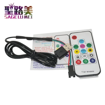 Gratis forsendelse dc 5 v Pixel Digital Fuld farve RGB LED Controller RF-Fjernbetjening-USB-stik for WS2812 led Strip Light Tape Lys