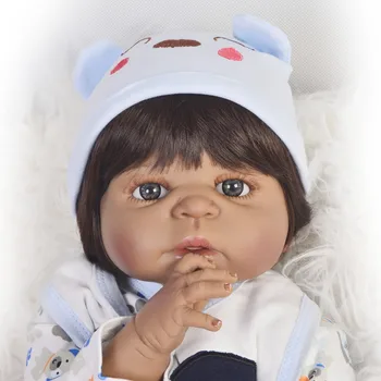 KEIUMI 23 Tommer Sort Hud Etniske Dukke Simulere Baby Genfødt Menino Fuld Silikone Vinyl Legetøj Til Børn, Gaver Kid Legekammerater