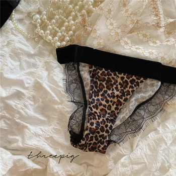 Lys luksus trekant cup blonder noodle soft bh-sæt komfortable ingen stål ring undertøj girly velvet leopard undertøj sæt