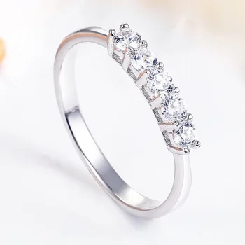 COSYA Classic Kvinder Fingerringe Ægte 925 Sterling Sølv Round High Carbon Diamant Skinnende Mode Engagement Bryllup Smykker