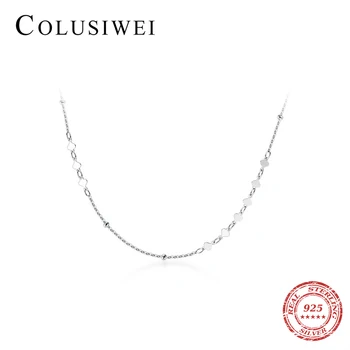 Colusiwei Ægte 925 Sterling Sølv hjerte Uregelmæssig form Kæde Kort Choker Halskæder til Kvinder Mode Kvindelige Smykker Bijoux
