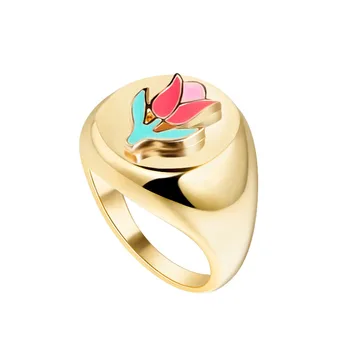AOMU Glaseret Daisy Tulip Ring Kvindelige Mode-Punk-Metal Charm Blomst Guld Ring Personlighed Index Finger Ring Tail Ring Kvinder