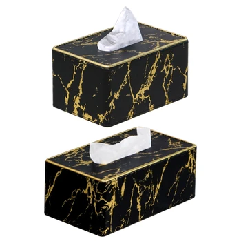 Læder Marmor Tissue Box Desktop Køkkenrulleholder Serviet Storage Container Hjem Kontor Indretning D02 20 Dropshipping