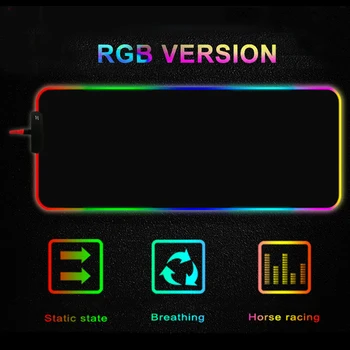 XXL RGB Soft Large Gaming musemåtte Led Ekstra Musemåtte Belysning Baggrundsbelyst Gaming Gummi Computer Tastatur PC Skrivebord Mat