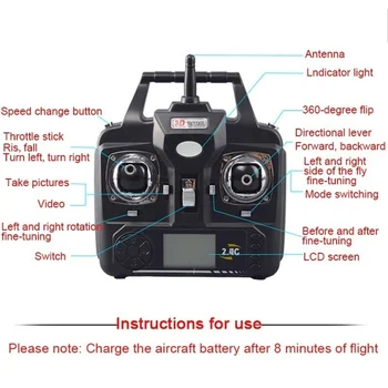 Sugetablet X5C (opgraderet Version) RC Drone 6-Akset Fjernbetjening Helikopter Quadcopter, Med 2,0 MP HD-Kamera