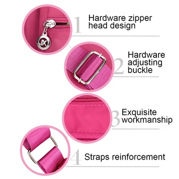 2020Women Solid Farve Multi Lommer Zip Skulder Crossbody Lærred Opbevaringspose justerbar rem casual praktisk at bruge Taske