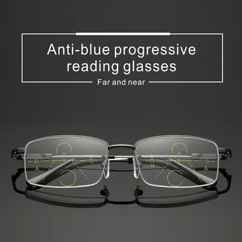 Multifokal Progressive Briller Til Læsning Mænd Anti Blue Ray Titanium Metal Frame Briller