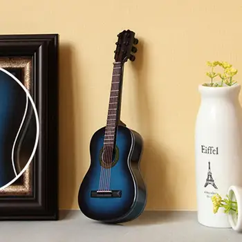 Blå Mini Klassisk Guitar-Model, Træ-Miniature Guitar Vise musikinstrumenter Dekoration Gift med Sagen Stå